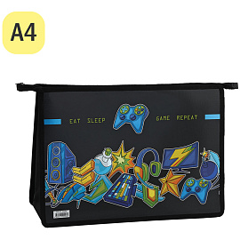 Папка для тетрадей 2 отделения А4 ArtSpace "Gamer", пластик, фольга, на молнии