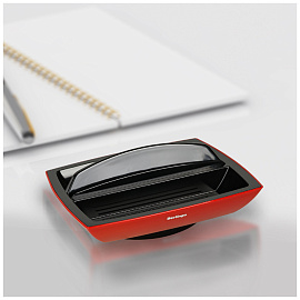 Настольная подставка Berlingo "Supertwist", пластиковая, вращающаяся, черный/красный фото Настольная подставка Berlingo "Supertwist", пластиковая, вращающаяся, черный/красный