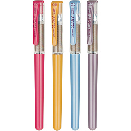 Ручка гелевая Crown "Quick Dry" с быстросохнущими чернилами и антибактериальным грипом, черная, 0,5мм, корпус ассорти