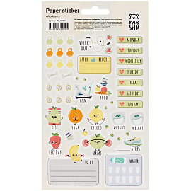 Наклейки бумажные для ежедневников MESHU "Work out", 12*21см, 45 наклеек, европодвес