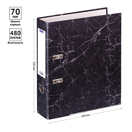 Папка-регистратор OfficeSpace, 70мм, мрамор, черная, нижний метал. кант фото Папка-регистратор OfficeSpace, 70мм, мрамор, черная, нижний метал. кант