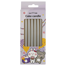 Свечи для торта с держателями MESHU "Straight silver", 10см, 6шт
