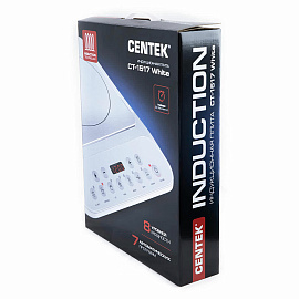 Настольная индукционная плита CENTEK CT-1517, 2000 Вт, 7 программ, электронное управление, белая, CT-1517 White