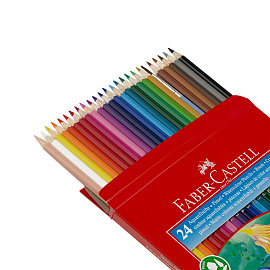 Карандаши цветные акварельные Faber-Castell шестигранные 24 цвета с кистью фото Карандаши цветные акварельные Faber-Castell шестигранные 24 цвета с кистью