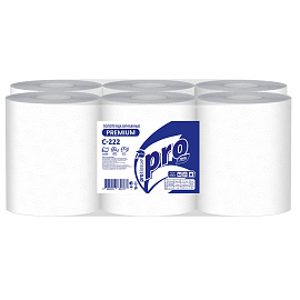 Полотенца бумажные рулонные PROtissue H1 2-слойные белые 6 рулонов по 150 метров (С222)