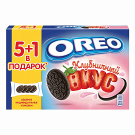 Печенье песочное Oreo с какао и начинкой со вкусом клубники 228 г