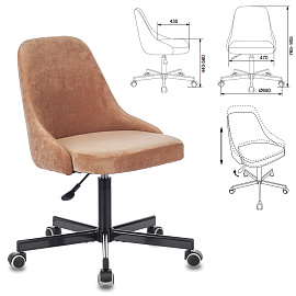 Кресло CH-340M, пятилучие металлическое, ткань, светло-коричневое, 1397884 фото Кресло CH-340M, пятилучие металлическое, ткань, светло-коричневое, 1397884