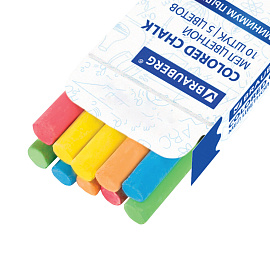 Мел цветной круглый 10 штук, 5 цветов, BRAUBERG АНТИПЫЛЬ, картонная упаковка, европодвес, 223552 фото Мел цветной круглый 10 штук, 5 цветов, BRAUBERG АНТИПЫЛЬ, картонная упаковка, европодвес, 223552