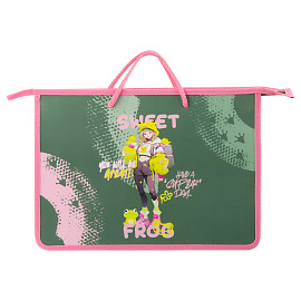 Папка с ручками А4 ArtSpace "Sweet Frog", пластик, на молнии, 45мм