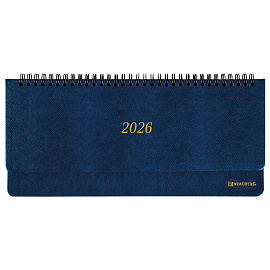 Планинг датированный 2026 305х140 мм BRAUBERG "Iguana", под кожу, синий, 117226