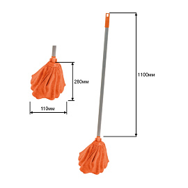 Швабра OfficeClean Professional, ручка 110см, насадка "Юбка" из микрофибры, длина 28см