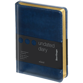 Ежедневник недатированный, А6, 160л., кожзам, Berlingo "xGold", зол. срез, синий фото Ежедневник недатированный, А6, 160л., кожзам, Berlingo "xGold", зол. срез, синий