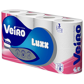 Бумага туалетная Veiro Luxoria 3-слойная белая (8 рулонов в упаковке)