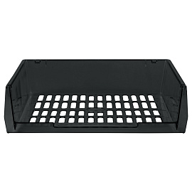 Лоток для бумаг горизонтальный СТАММ "Респект", сетчатый, тонированный черный