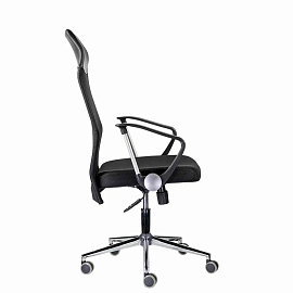 Кресло "Директ Лайт" МС-040, высокая спинка, с подлокотниками, хром, черное фото Кресло "Директ Лайт" МС-040, высокая спинка, с подлокотниками, хром, черное