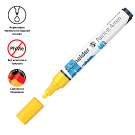 Маркер акриловый Schneider "Paint-It 320" 4мм, пулевидный, желтый