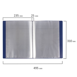 Папка 40 вкладышей BRAUBERG стандарт, синяя, 0,7 мм, 221603