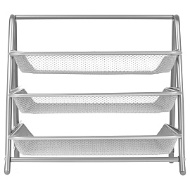 Лоток для бумаг горизонтальный СТАММ, 3 секции, металл, серебристый