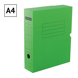 Короб архивный с клапаном OfficeSpace, микрогофрокартон, 75мм, зеленый, до 700л. фото Короб архивный с клапаном OfficeSpace, микрогофрокартон, 75мм, зеленый, до 700л.