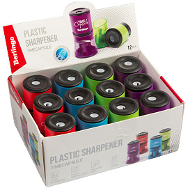 Точилка пластиковая Berlingo "TimeCapsule" 2 отверстия, контейнер, ассорти фото Точилка пластиковая Berlingo "TimeCapsule" 2 отверстия, контейнер, ассорти