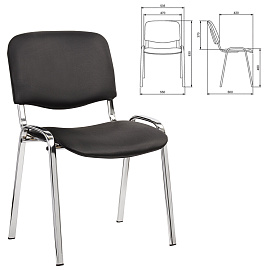 Стул для персонала и посетителей "ИЗО", хромированный каркас, кожзам черный Z-11, К3 фото Стул для персонала и посетителей "ИЗО", хромированный каркас, кожзам черный Z-11, К3