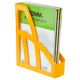 Лоток для бумаг вертикальный СТАММ "Лидер", желтый, ширина 75мм фото Лоток для бумаг вертикальный СТАММ "Лидер", желтый, ширина 75мм