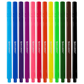 Фломастеры трехгранные 12 цветов, вентилируемый колпачок, BRAUBERG "PREMIUM", ПВХ-упаковка, 152193 фото Фломастеры трехгранные 12 цветов, вентилируемый колпачок, BRAUBERG "PREMIUM", ПВХ-упаковка, 152193