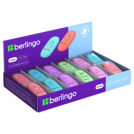 Ластик Berlingo "Lazy Cats", овальный, термопластичная резина, 49*23*9мм