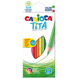 Карандаши цветные CARIOCA "Tita", 12 цветов, шестигранные, грифель 3 мм, 42793