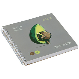 Скетчбук 60л., 150*150 MESHU "Avocadreams", на гребне, выб. лак, soft-touch, 120г/м2