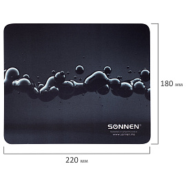 Коврик для мыши SONNEN "DROPS", резина + ткань, 220х180х3 мм, 513290