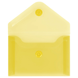Папка-конверт на кнопке СТАММ А7 (74*105мм), 150мкм, пластик, прозрачная, желтая