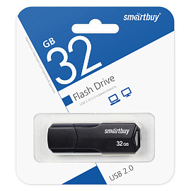 Флеш-диск 32GB SMARTBUY Clue USB 2.0, черный, SB32GBCLU-K
