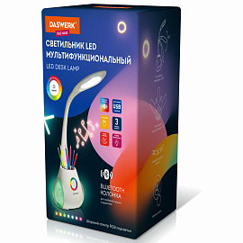 Настольная лампа / светильник с органайзером и Bluetooth колонкой, LED, 6 Вт, белый, DASWERK (ДАСВЕРК), 238328