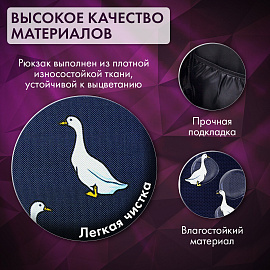 Рюкзак BRAUBERG POSITIVE универсальный, карман-антивор, "Ducks", 42х28х14 см, 271681