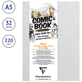 Скетчбук для маркеров 32л., 176*250 Clairefontaine "Comic book", на склейке, 220г/м2