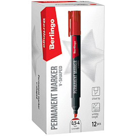Маркер перманентный Berlingo "Multiline PE400" красный, скошенный, 0,5-4мм фото Маркер перманентный Berlingo "Multiline PE400" красный, скошенный, 0,5-4мм