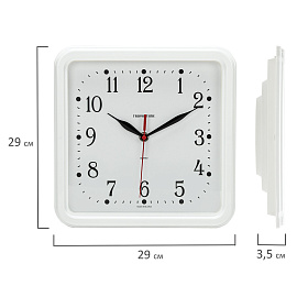 Часы настенные TROYKATIME (TROYKA) 81810835, квадрат, белые, белая рамка, 26х26х3,5 см