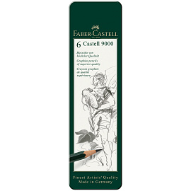 Набор карандашей чернографитных Faber-Castell 9000 HB-8B (6 штук в упаковке)