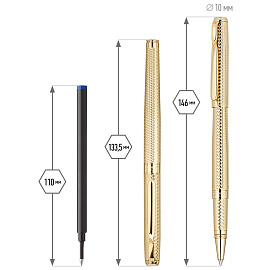 Ручка-роллер Delucci "Celeste" синяя, 0,6мм, цвет корпуса - золото, подарочная упаковка фото Ручка-роллер Delucci "Celeste" синяя, 0,6мм, цвет корпуса - золото, подарочная упаковка