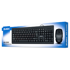 Комплект проводной клавиатура и мышь Sven KB-S320C (SV-020613) фото Комплект проводной клавиатура и мышь Sven KB-S320C (SV-020613)