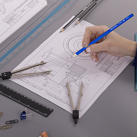Карандаш чернографитный BRAUBERG "COSMIC", 1 шт., HB, корпус синий, 181766 фото Карандаш чернографитный BRAUBERG "COSMIC", 1 шт., HB, корпус синий, 181766