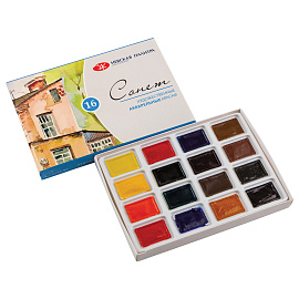 Краски акварельные Сонет набор 16 цветов по 2.5 мл в кюветах