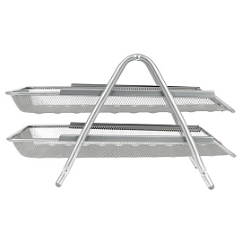 Лоток для бумаг горизонтальный СТАММ, 2 секции, металл, серебристый