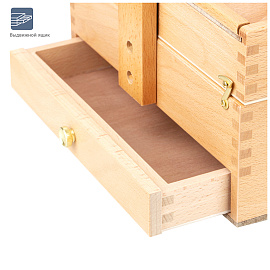 Ящик художника большой с ячейками для кистей и красок Гамма "Студия", 36*23,5*15см, бук