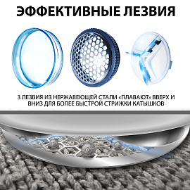 Машинка для удаления катышков миниклинер SONNEN FS-8808, белый/синий, 455464