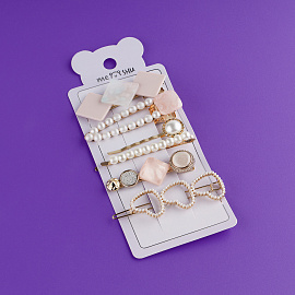 Заколки для волос MESHU, цвет розовый жемчуг, 6шт., европодвес фото Заколки для волос MESHU, цвет розовый жемчуг, 6шт., европодвес