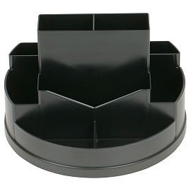 Настольная подставка СТАММ "Сити", пластиковая, вращающаяся, черная фото Настольная подставка СТАММ "Сити", пластиковая, вращающаяся, черная