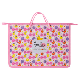 Папка с ручками А4 ArtSpace "Smile", пластик, на молнии, 45мм