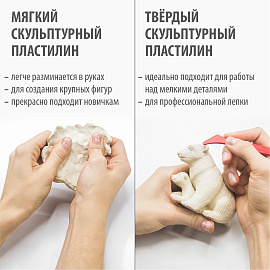 Пластилин скульптурный BRAUBERG ART CLASSIC, белый, 0,5 кг, мягкий, 106518